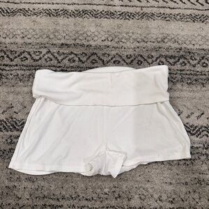 Micro white fold over shorts